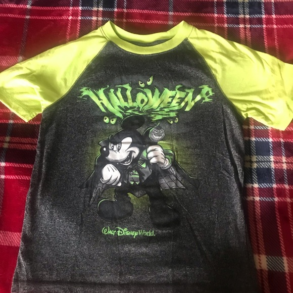 Disney Other - Walt Disney World Mickey Halloween Raglan Tee - Neon Yellow & Charcoal NWOT